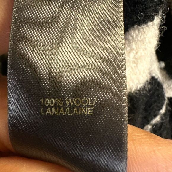 Liz Claiborne Womens Size Large 100% Wool Zip Front Cardigan Black White Stripe - Picture 5 of 9